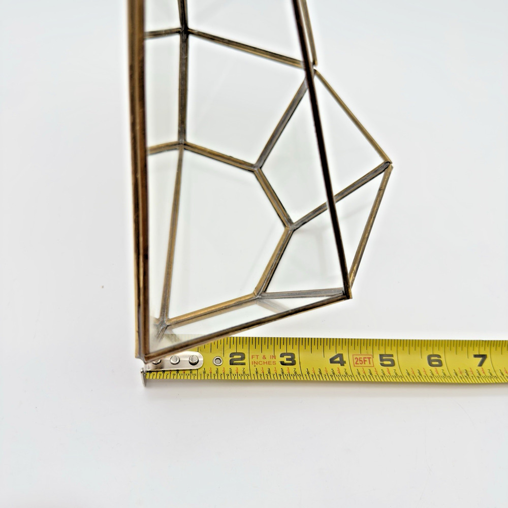 Brass Glass Terrarium Candle Holder Vintage 70s Table Top Hanging Mirrored Back - Picture 9 of 9